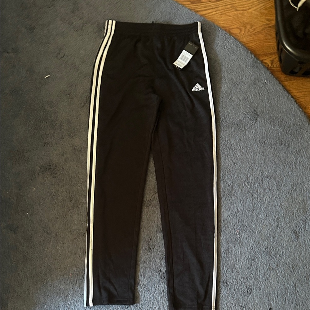 Adidas Kids Black Leggings with White Stripes